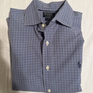 SHRT Polo Ralph Lauren MEN Large Blue Button Down Stanton Classic Fit LOGO